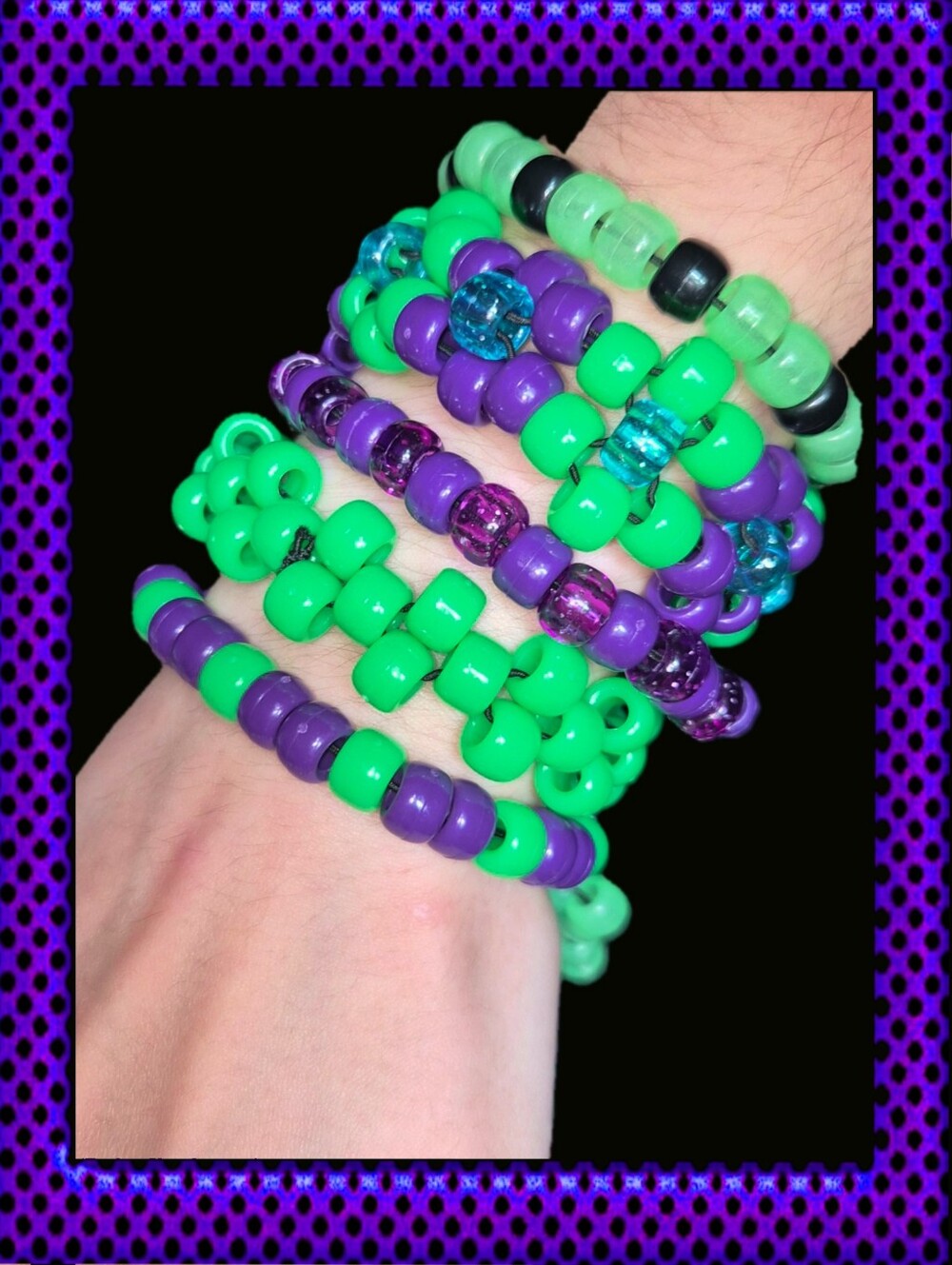 Scene Rave Green & Purple Kandi Stack - Picture 2 of 4